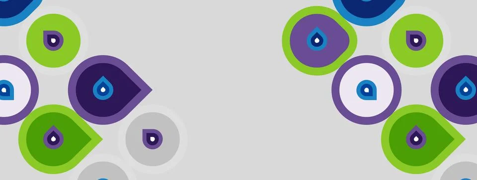Abstract pattern features colorful circles, droplets. Soft background creates Illustrazione stock