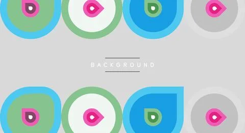 Abstract pattern features colorful circles, layered shapes. Gray background Stock Illustration