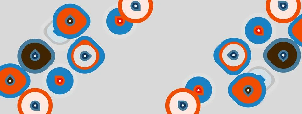 Abstract pattern features colorful circles, overlapping shapes. Background is Stock Illustration