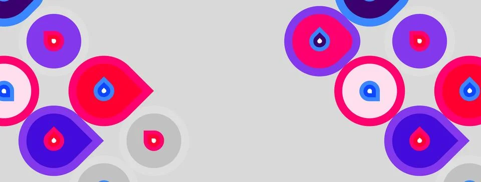 Abstract pattern features colorful circles, droplets. Shapes overlap, creatin Stock Illustration