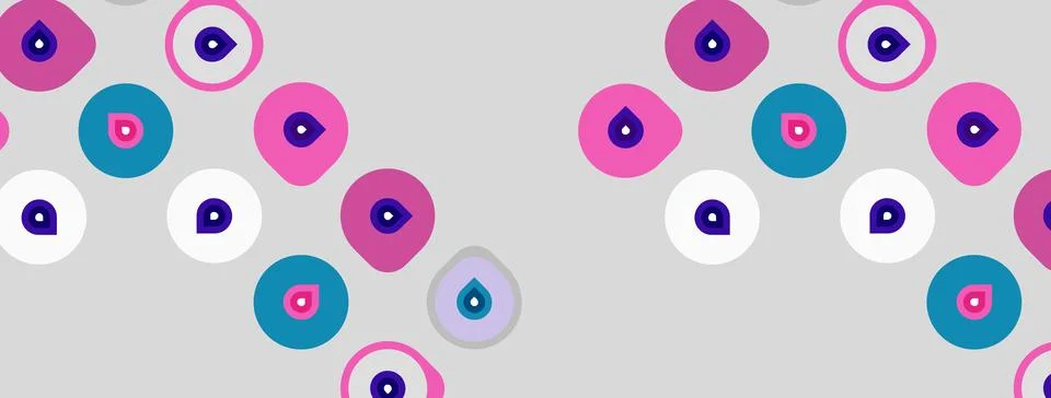 Abstract pattern features colorful circles, dots. Background is light gray, Stock Illustration