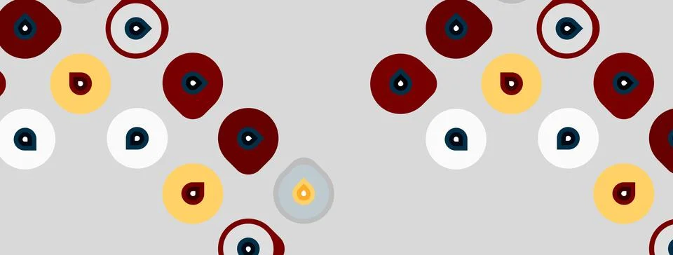 Abstract pattern features colorful circles, varying sizes, gray background. Stock Illustration