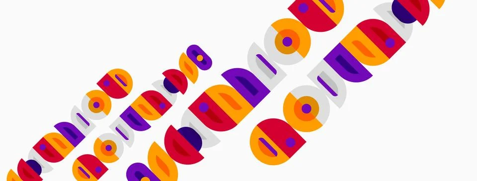 Abstract pattern features colorful circles, rectangles. Geometric shapes repe Stock Illustration