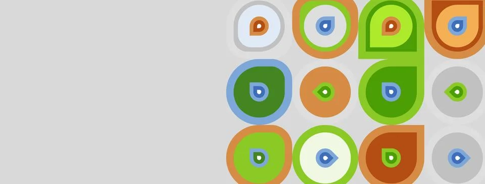 Abstract pattern features colorful circles, varying hues. Geometric shapes Stock Illustration