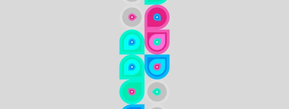 Abstract pattern features colorful circles, semicircles. Light gray backgroun Stock Illustration