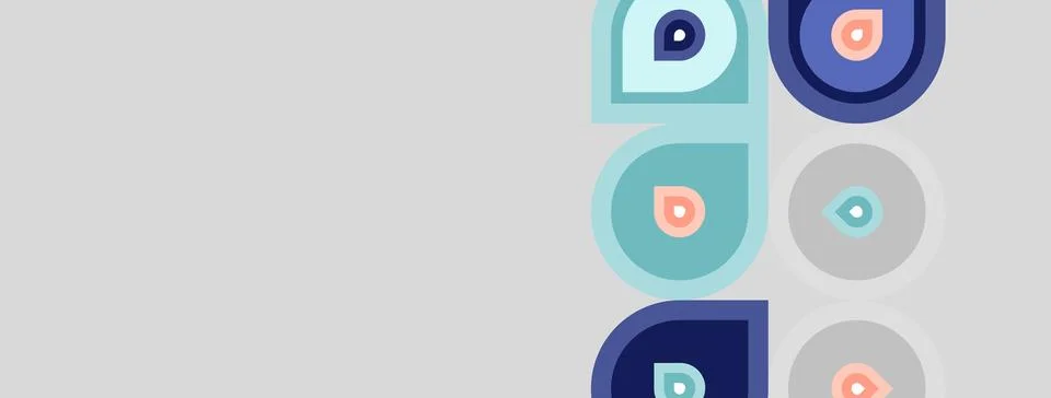 Abstract pattern features colorful concentric circles. Shapes repeat, creatin Illustrazione stock