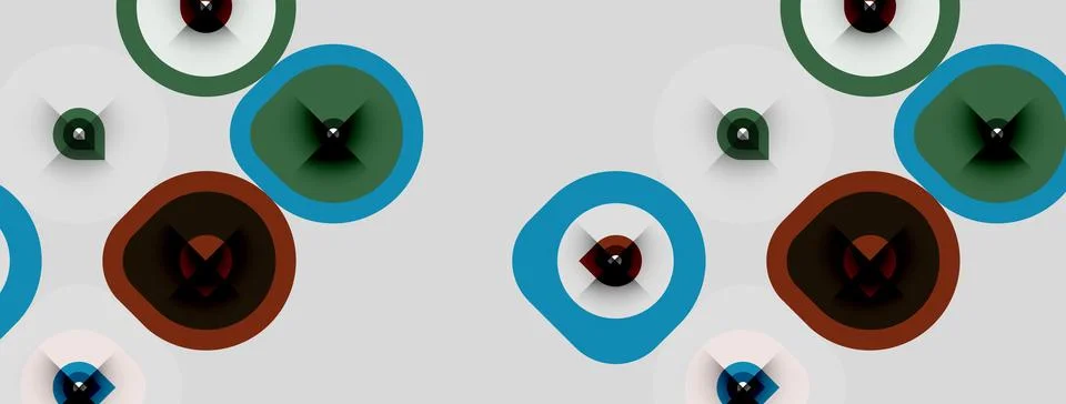 Abstract pattern features colorful eyes. Circles overlap, creating whimsical Stockillustratie