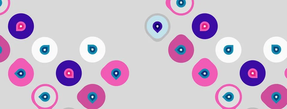 Abstract pattern features colorful eyes, circles, dots. Background is light.. 스톡 일러스트