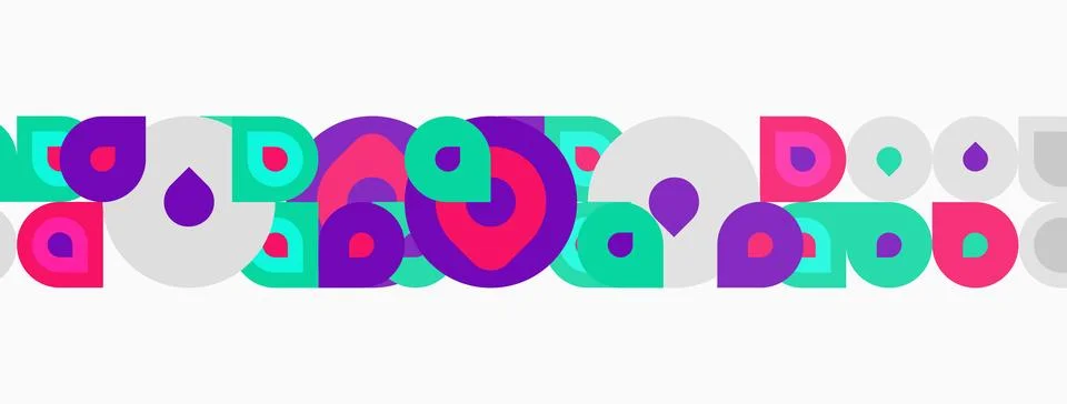 Abstract pattern features colorful overlapping circles, dots. Minimalist desi Stock Illustration