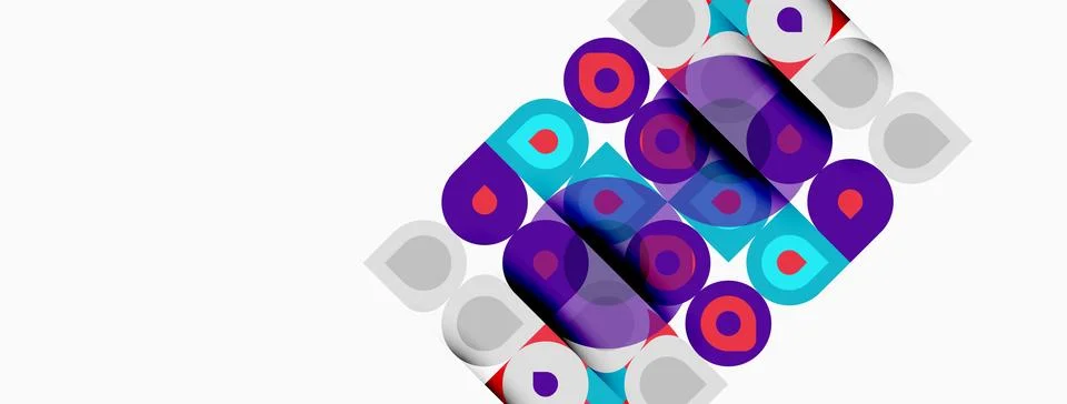 Abstract pattern features colorful rounded squares overlapping white backgr.. Stock Illustration