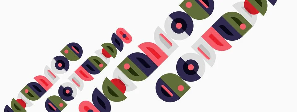 Abstract pattern features colorful rounded rectangles. Shapes overlap creatin Stock Illustration