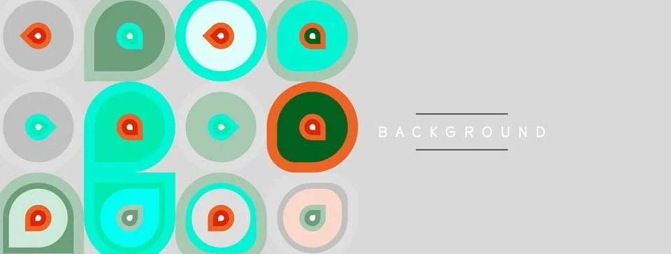 Abstract pattern features colorful rounded shapes. Geometric design creates Stock Illustration