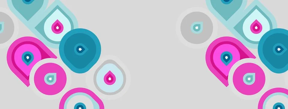 Abstract pattern features colorful shapes. Circles, teardrops, curves create 스톡 일러스트