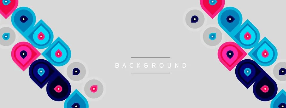 Abstract pattern features colorful shapes, circles, rectangles. Minimalist イラスト素材