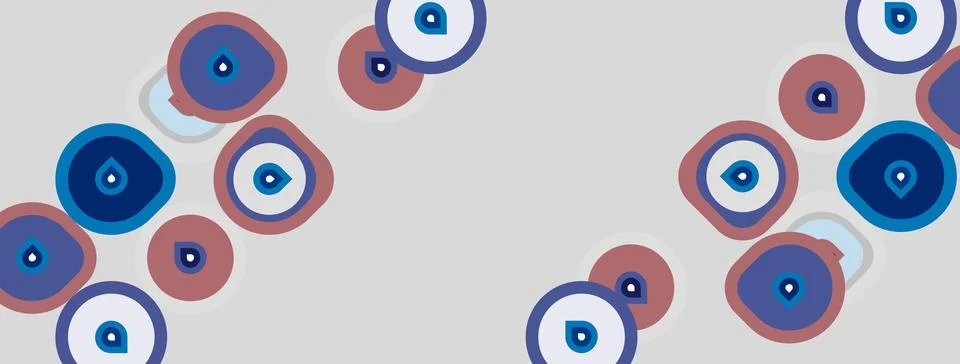Abstract pattern features concentric circles, blue, pink, gray tones. Shapes Stock Illustration