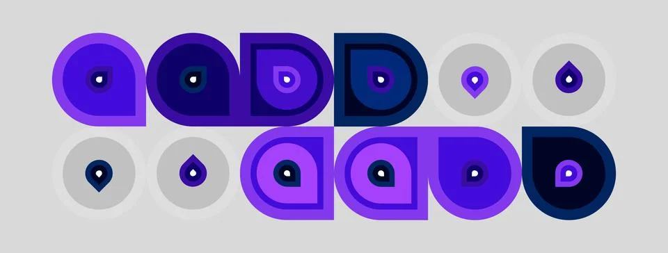 Abstract pattern features concentric circles, varying shades purple, gray Illustrazione stock