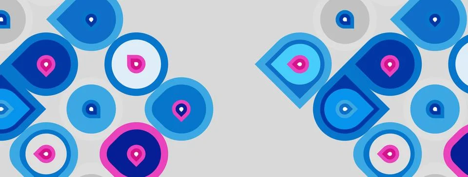 Abstract pattern features concentric circles, blue hues, pink accents. Design 스톡 일러스트