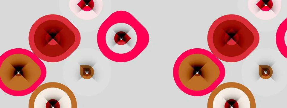 Abstract pattern features concentric circles, varying shades pink, brown, w.. Stockillustratie
