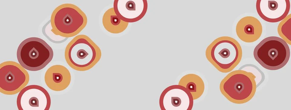 Abstract pattern features concentric circles, varying shades red, beige. 스톡 일러스트