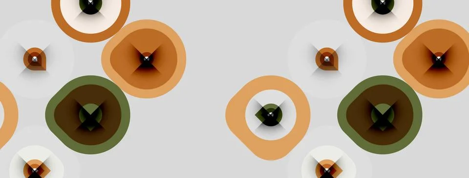 Abstract pattern features concentric circles, varying shades brown, green, .. 스톡 일러스트