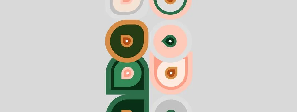 Abstract pattern features concentric circles, varying colors. Minimalist de.. Illustrazione stock