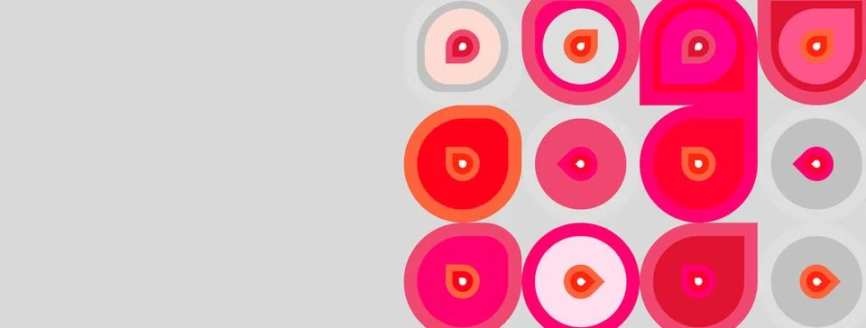 Abstract pattern features concentric circles, varying shades pink, gray Illustrazione stock