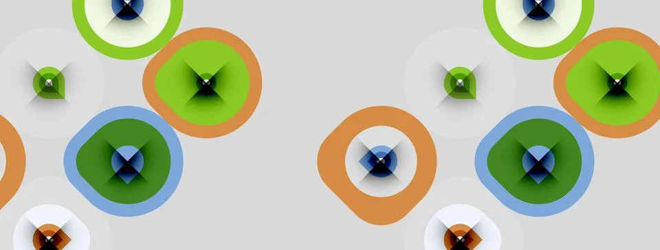 Abstract pattern features concentric circles, varying colors. Geometric shape Stock Illustration