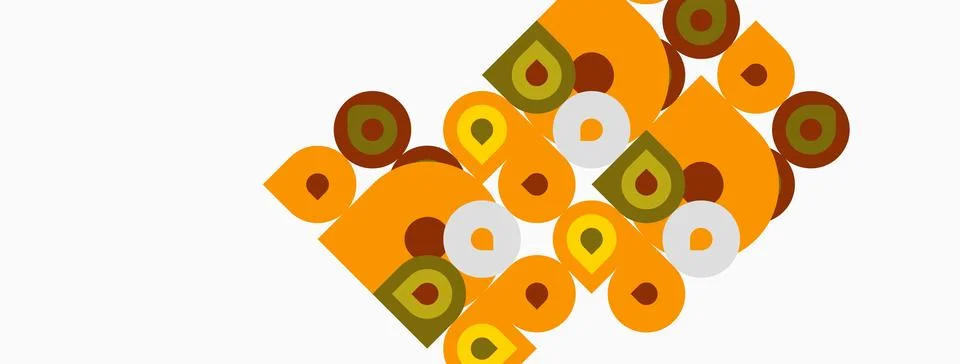 Abstract pattern features orange circles, some with green centers. Design Stock Illustration