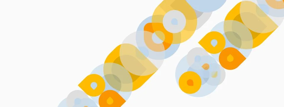 Abstract pattern features orange circles, light blue ovals. Shapes overlap Stock Illustration