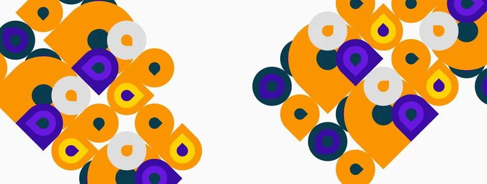 Abstract pattern features orange, purple, gray shapes. Geometric forms repeat イラスト素材