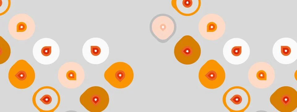 Abstract pattern features orange, white circles. Shapes vary size, density 스톡 일러스트
