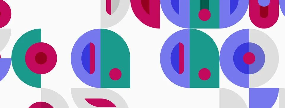Abstract pattern features overlapping circles, semicircles. Colors include Stock Illustration