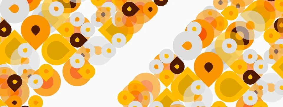 Abstract pattern features overlapping circles. Warm colors dominate, creating Illustrazione stock