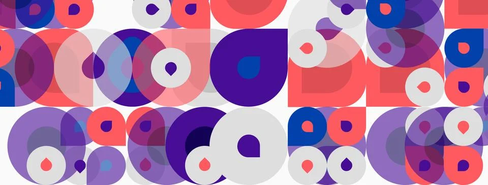 Abstract pattern features overlapping circles. Colors include purple, blue,.. Stockillustratie
