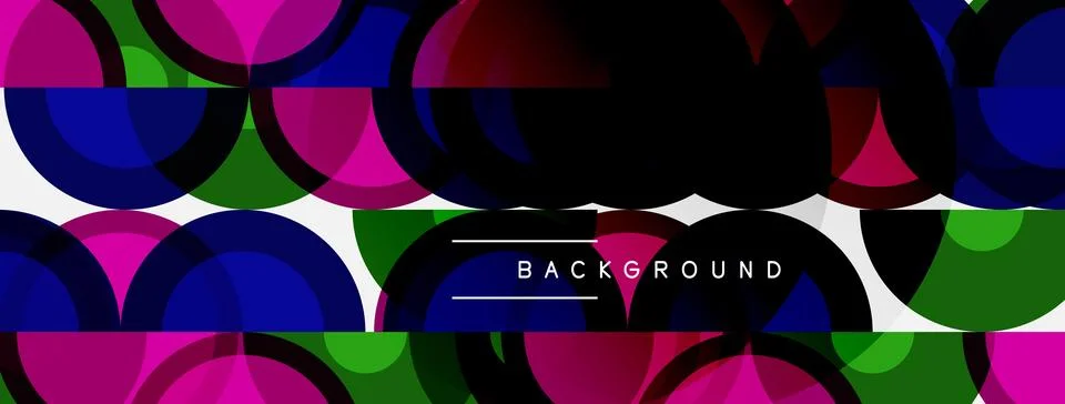Abstract pattern features overlapping circles, vibrant colors. Design include Stock Illustration