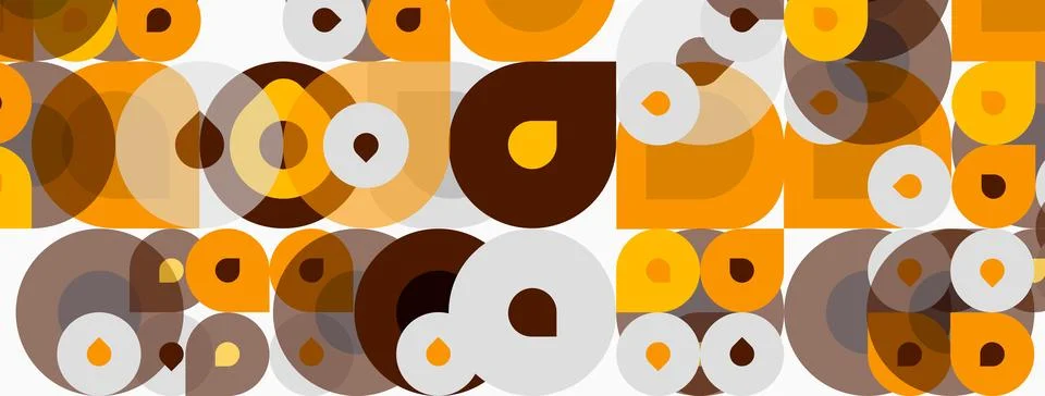 Abstract pattern features overlapping circles. Colors include brown, orange, Stock Illustration