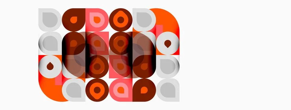Abstract pattern features overlapping circles. Shades range from orange, brow Stockillustratie