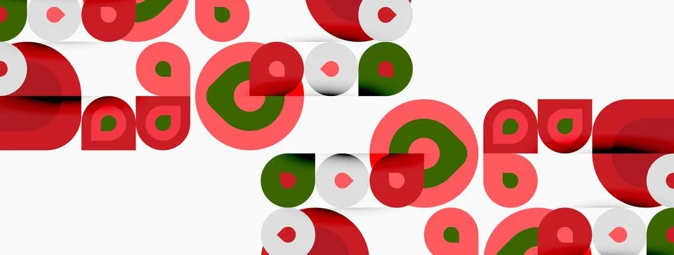 Abstract pattern features overlapping circles. Red, green, white hues create 스톡 일러스트