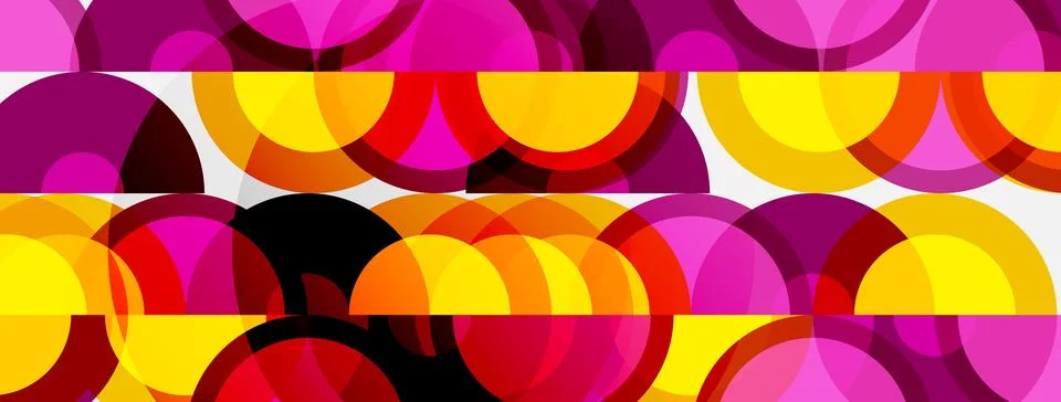 Abstract pattern features overlapping circles. Colors include pink, orange, Stockillustratie