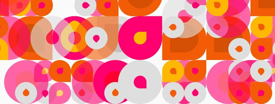 Abstract pattern features overlapping circles. Colors include pink, orange, Stockillustratie