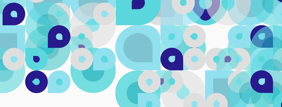 Abstract pattern features overlapping circles, varying sizes, cool blue tones 스톡 일러스트
