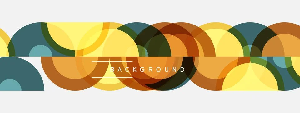 Abstract pattern features overlapping circles. Colors include yellow, brown, Stockillustratie