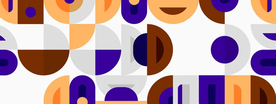 Abstract pattern features overlapping circles, semicircles. Colors include Stock Illustration