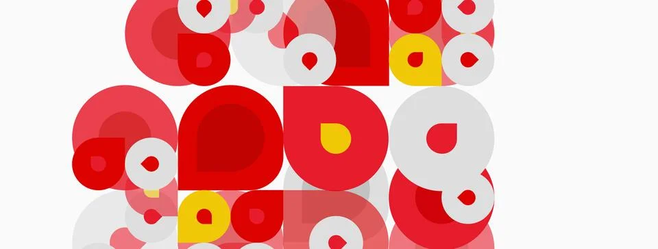 Abstract pattern features overlapping circles. Red, yellow, white hues create Stock Illustration