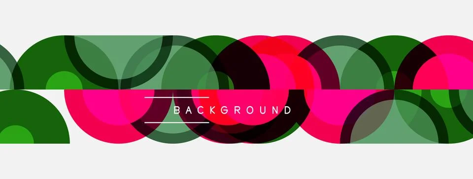 Abstract pattern features overlapping circles. Green, pink, black colors crea Illustrazione stock