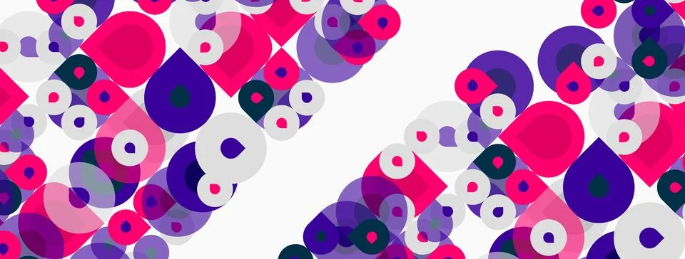 Abstract pattern features overlapping circles, varying sizes, pinks, purples, イラスト素材