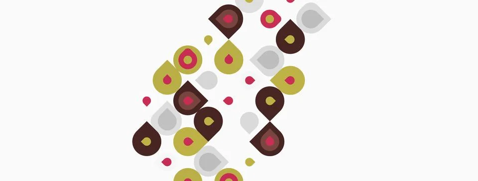 Abstract pattern features overlapping circles, varying sizes, muted colors. Stock Illustration