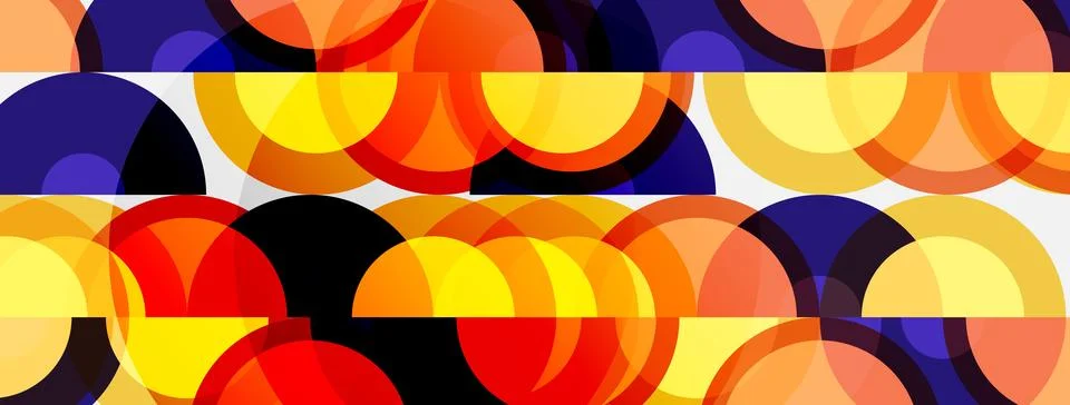 Abstract pattern features overlapping circles. Colors include orange, yellow, 스톡 일러스트