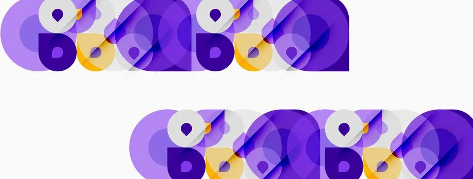Abstract pattern features overlapping circles, purple, yellow hues. Minimalis Stock Illustration