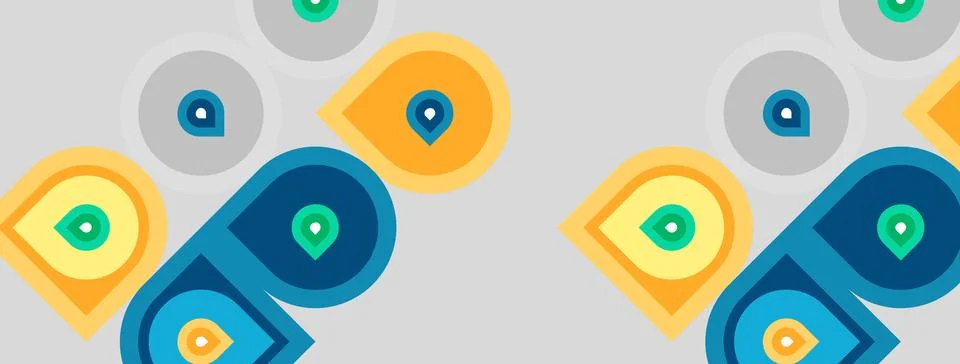 Abstract pattern features overlapping circles, varied colors. Shapes suggest Stock Illustration